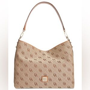 Dooney & Bourke tan brown signature canvas hobo bag
